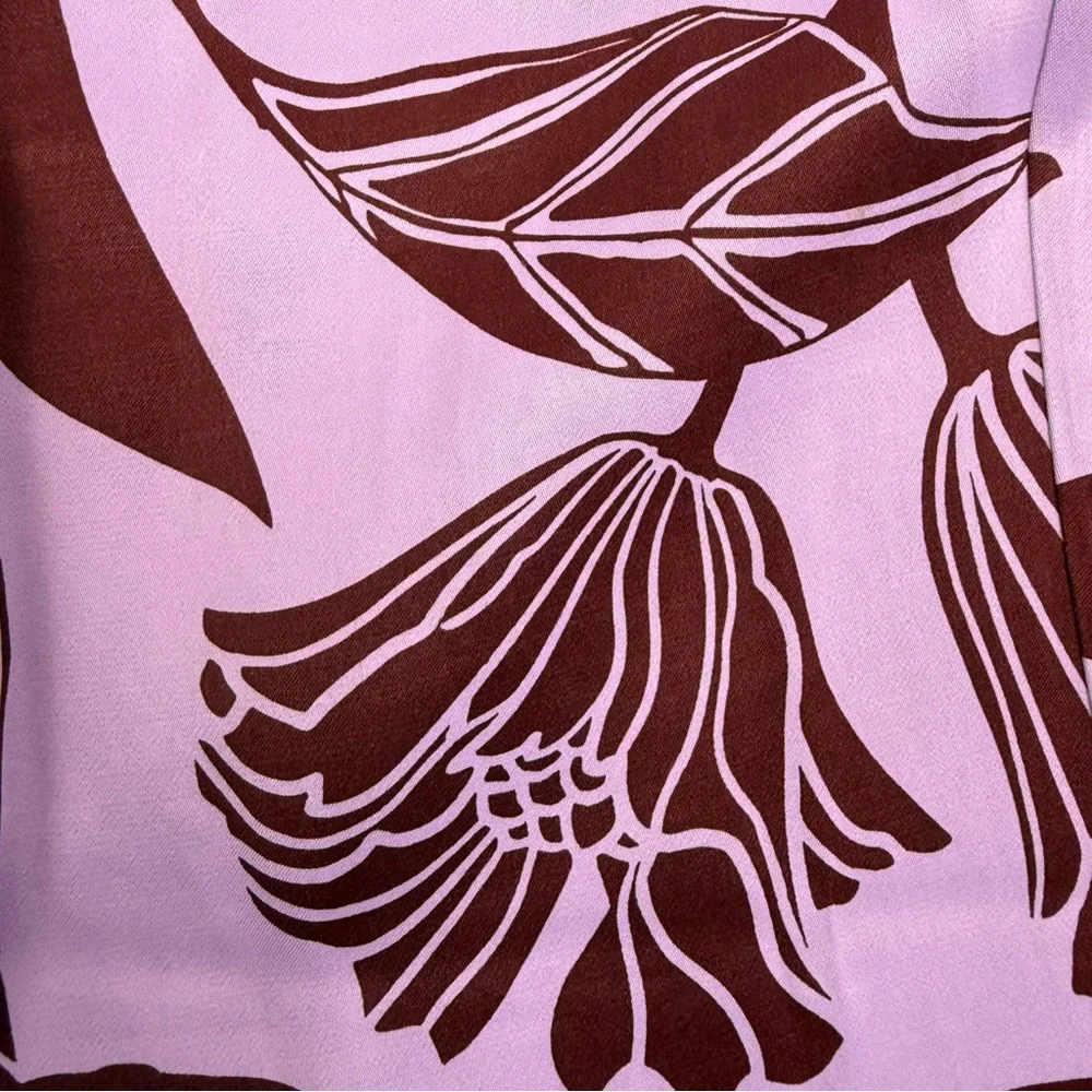 Maeve X Anthropologie Saria Smocked Wide Leg Pants Lilac Floral Tropical